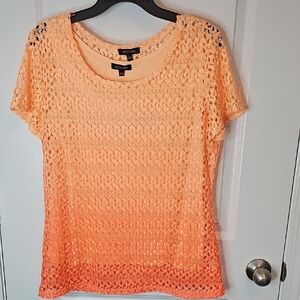Notations Peach Lace‎ Short Sleeve Blouse